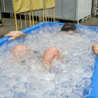 Ice bath post race recovery activity